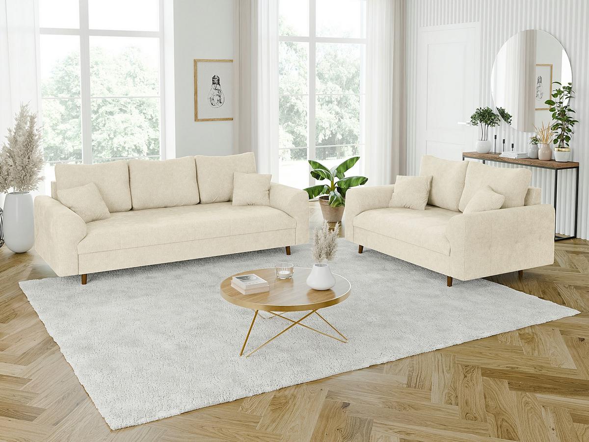 2-SITZER-SOFA Sigurd Beige Chenille - Beige/Braun, Holz/Textil (150/81/93cm) - S-Style Möbel