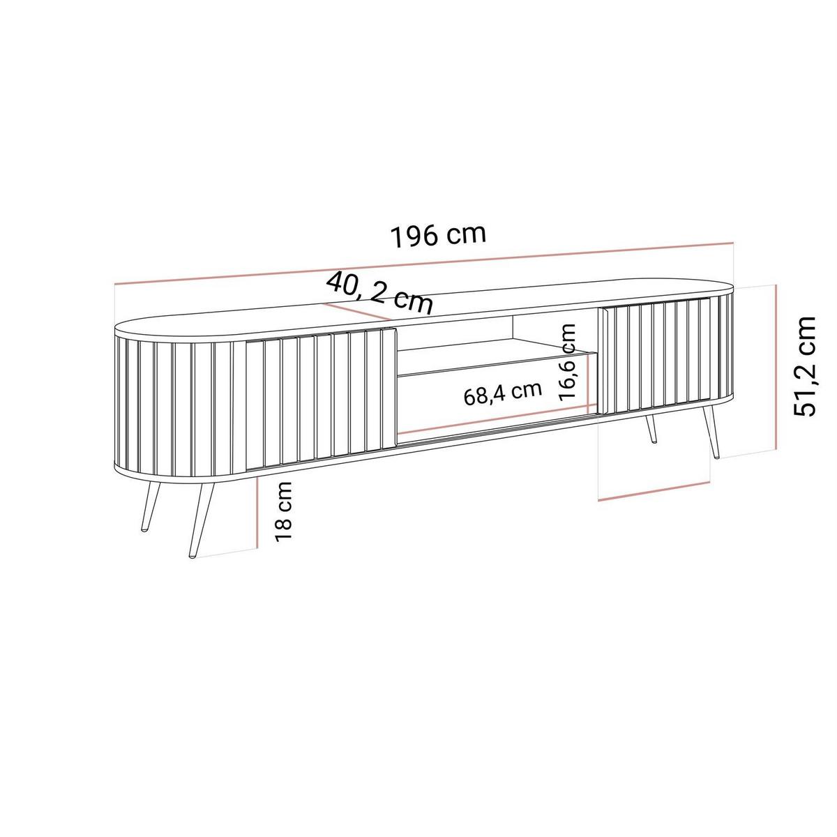 TV-SCHRANK WILLOW mit Schiebefronten - Eichefarben, Holzwerkstoff (196/51/40cm) - Lookway