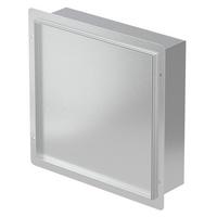 DUSCHNISCHE Edelstahl gebürstet mit befliesbarer Tür Silber 25,5/25,5 cm - Silberfarben, Metall (30/10/30cm) - LuxeBath