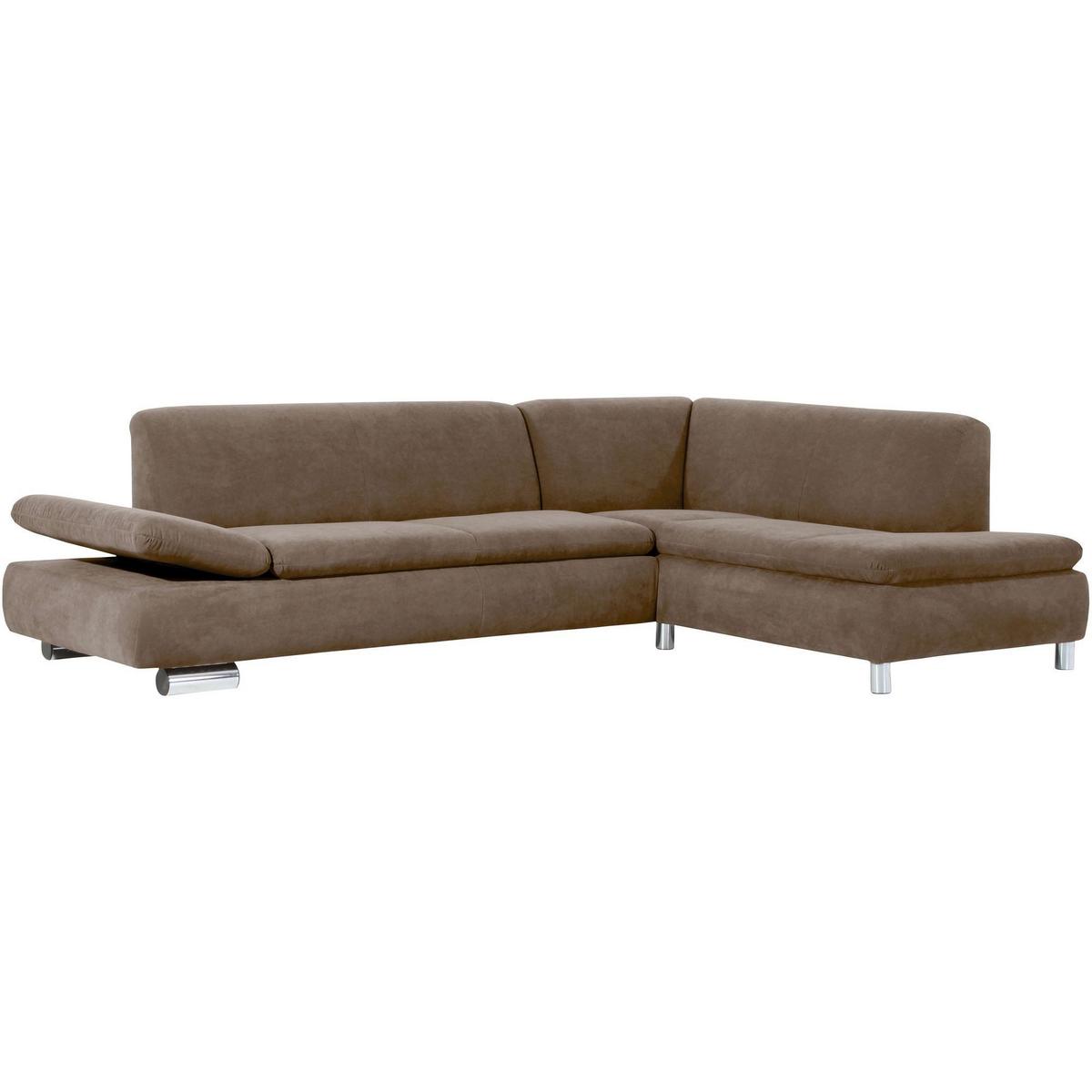 ECKSOFA mit Ottomane rechts Kaye Bezug Veloursstoff Metallfuß verchromt / sahara - Sahara, Kunststoff (270/190cm) - 58aufmkessel