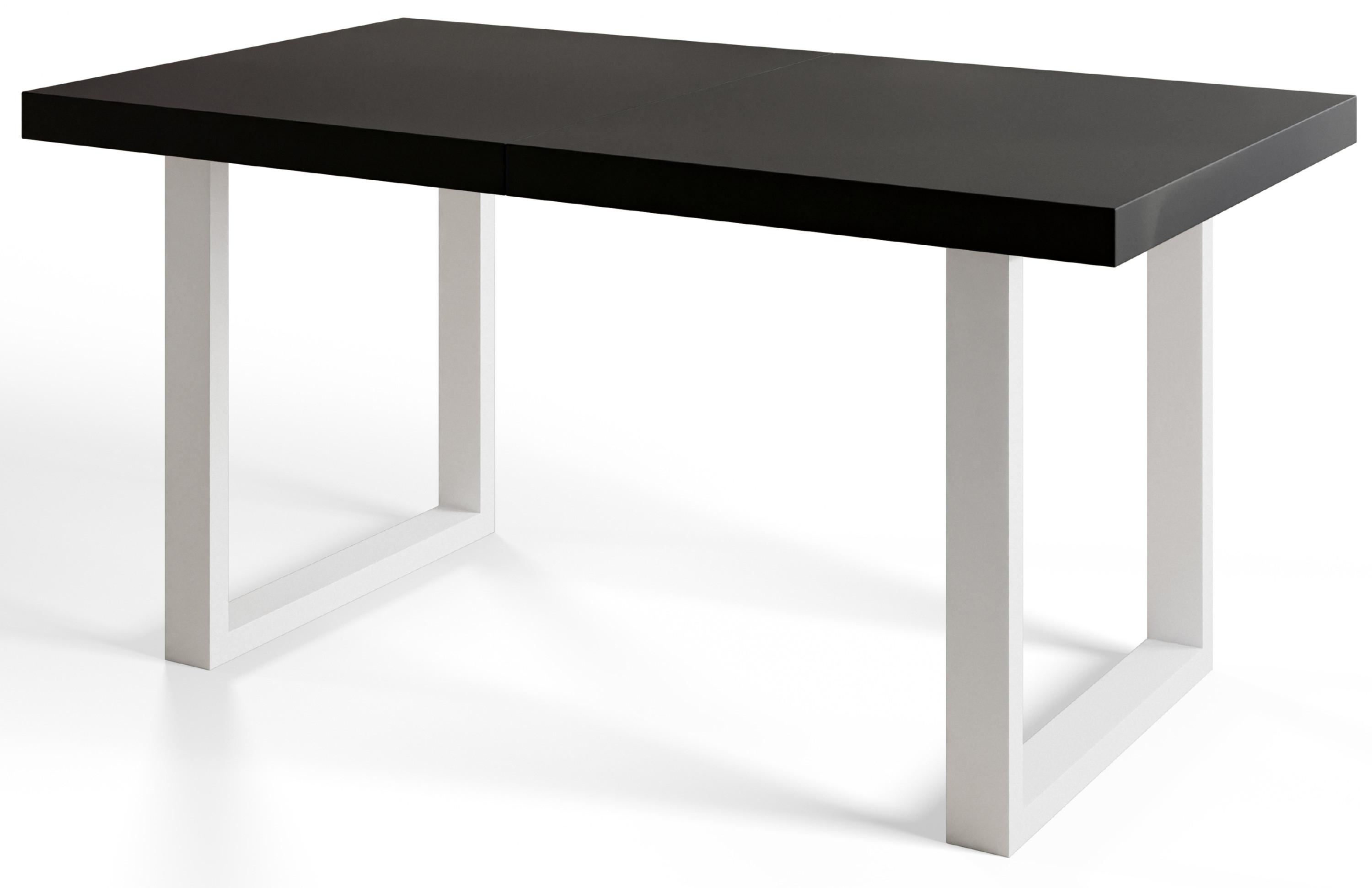 INDUSTRIELLER Esszimmertisch LOFT-U, Größe: 160X90X77 cm, Wohnzimmertisch Farbe: Schwarz, mit Metallbeinen in Farbe Weiß - Schwarz/Weiß, Holzwerkstoff (160/90/77cm) - Alpi-Möbel