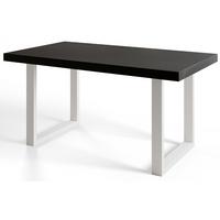 INDUSTRIELLER Esszimmertisch LOFT-U, Größe: 160X90X77 cm, Wohnzimmertisch Farbe: Schwarz, mit Metallbeinen in Farbe Weiß - Schwarz/Weiß, Holzwerkstoff (160/90/77cm) - Alpi-Möbel