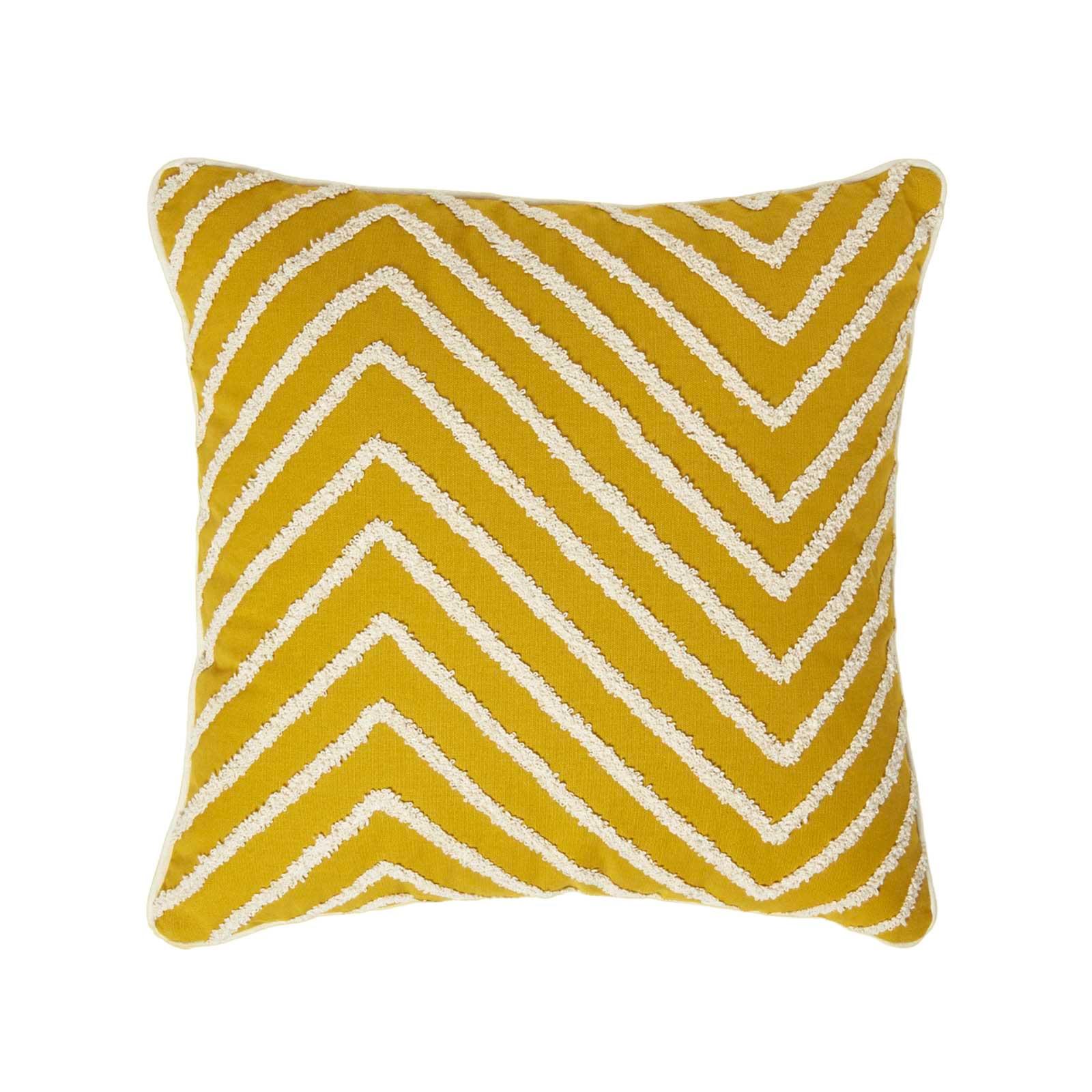 DEKOKISSEN Tufted senfgelb 45/45 cm mit Chevron-Muster - Dunkelgelb, Textil (45/45cm) - Homescapes