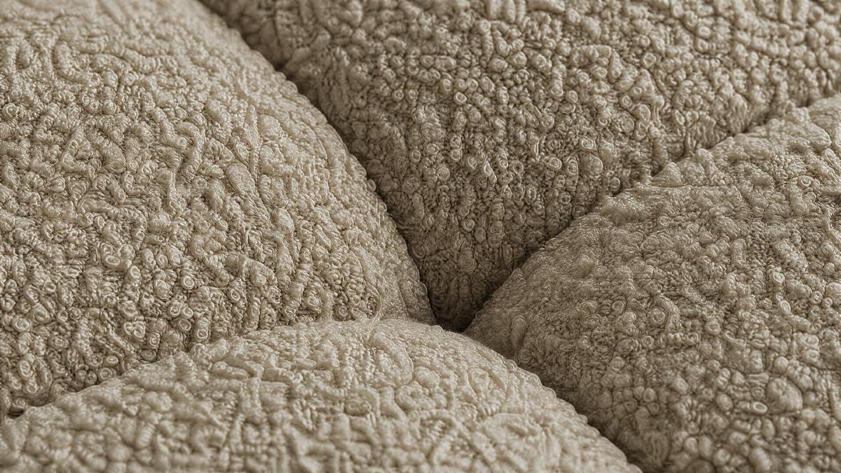 WOHNLANDSCHAFT OVIA U mit Bettkasten und Schlaffunktion, Bouclé-Stoff in U-Form - Cappuccino, Textil (350/80/185cm)