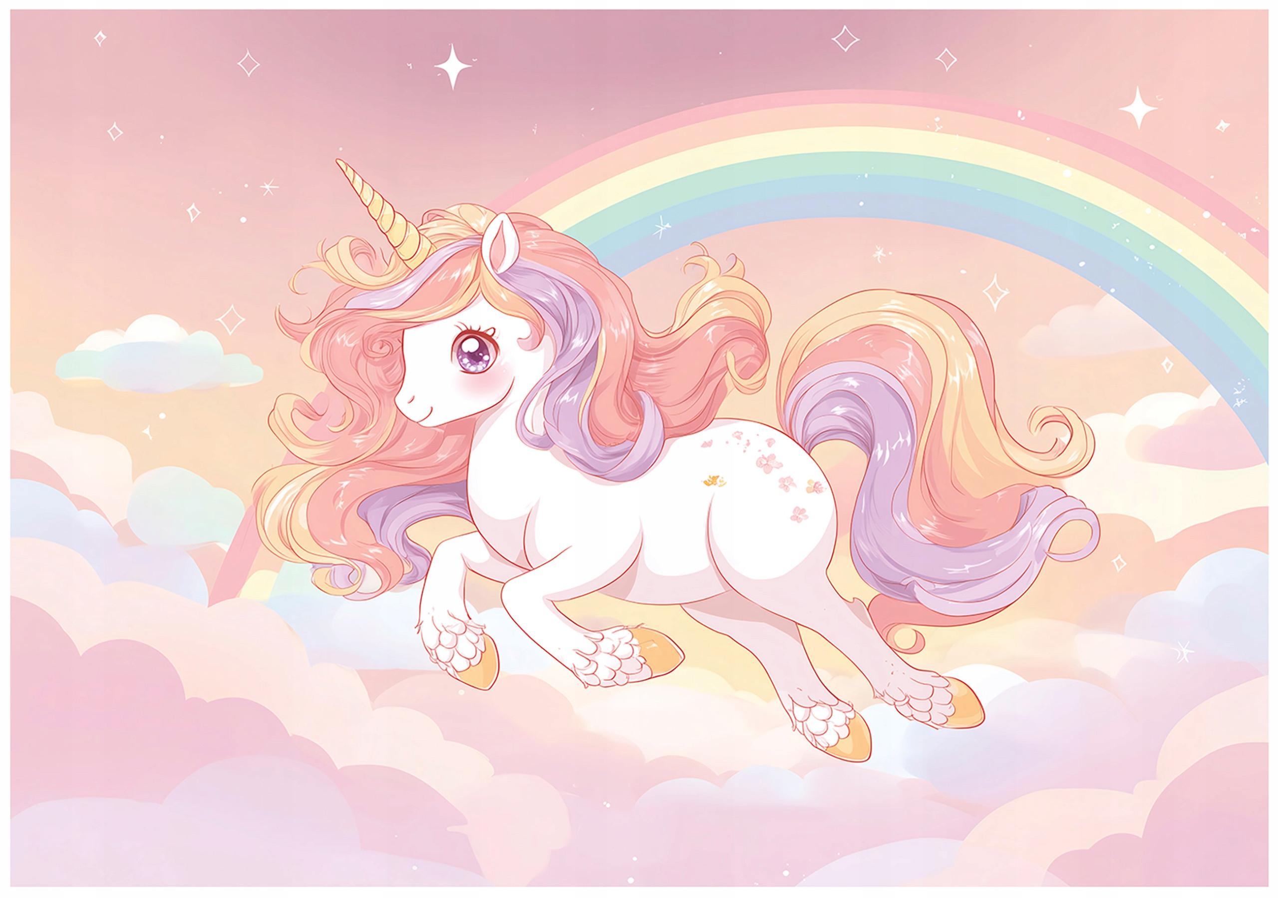 FOTOTAPETE Mädchen Einhorn Rosa 150x105 cm - Multicolor, Papier (150/105cm) - Wallarena