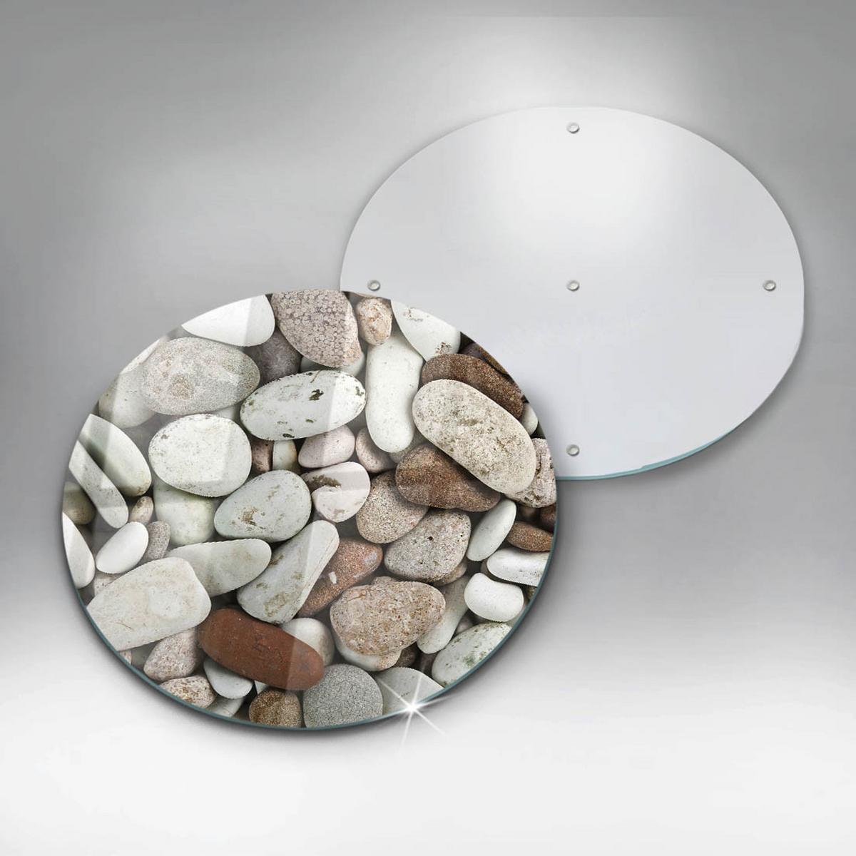 GLASPLATTE Ø 30 cm Hintergrund Kleine Steine - Hellgrau, Glas (30/30cm) - Wallfluent