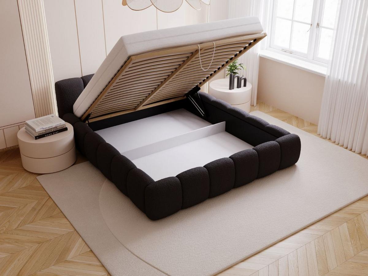 POLSTERBETT Cloud Low 160x200 Bouclé-Stoff Schwarz - Schwarz, Textil (160/200cm) - Graingold