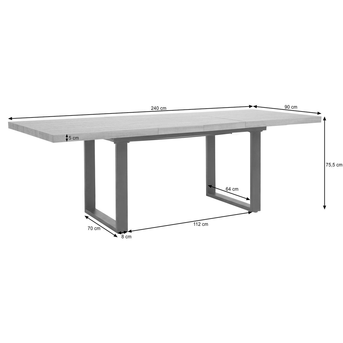 ESSTISCH Axis in rechteckiger Form, ausziehbar, 160-240 cm, Eichefarben - Eichefarben/Schwarz, Metall (90/160/75cm) - Beautysofa