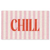 FUSSMATTE Zartrosa – Rot – Streifen – Chill 150x90 cm - Rosa, Kunststoff (150/0.4cm) - MuchoWow