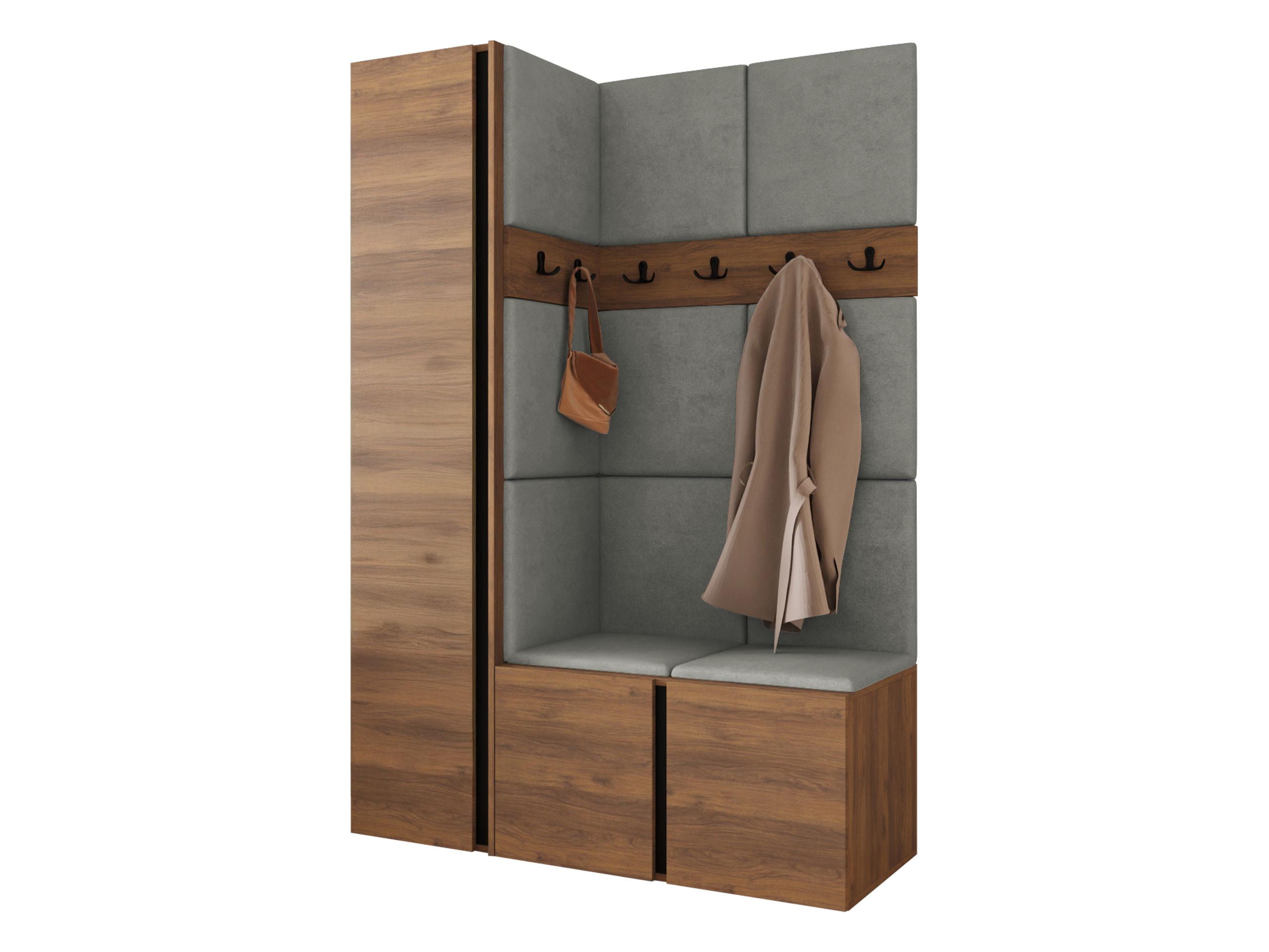 GARDEROBEN-SET Orion IX - Nussbaumfarben/Grau, Holzwerkstoff/Kunststoff (124/186/46cm) - MIRJAN24