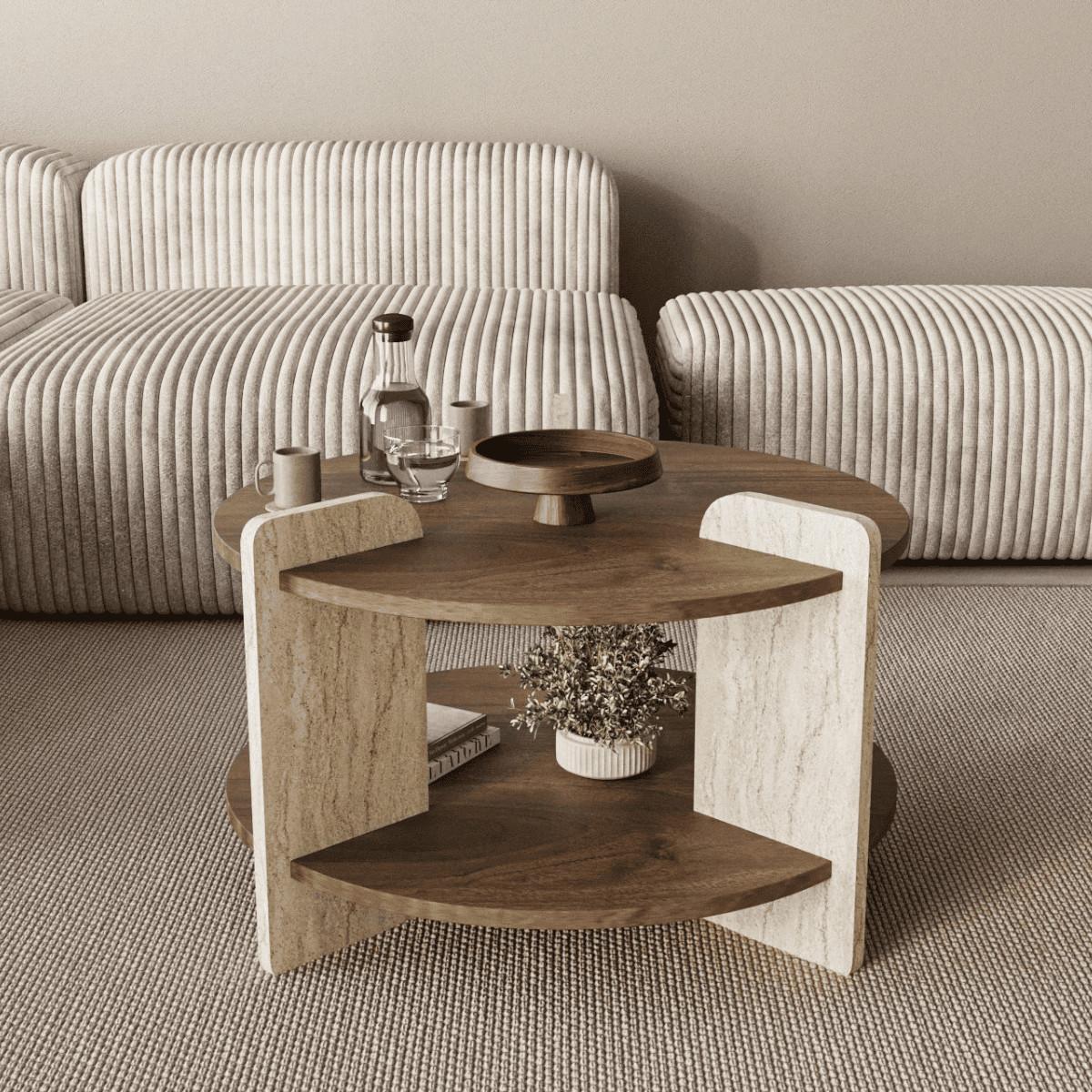 COUCHTISCH mit doppelplatte 70/70/45 cm - Dunkelbraun, Holzwerkstoff (70/70/45cm) - Calicosy