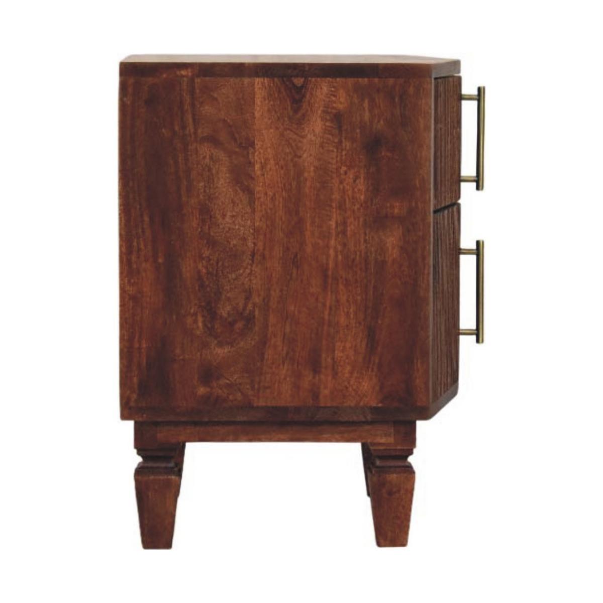 NACHTTISCH mit Amber-Eichen-Finish, 2 Schubladen, T-Bar-Griffe, geröstetes Braun - Braun, Holz (42/55/40cm) - Artisan Furniture