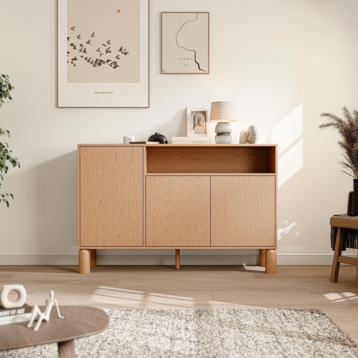 KOMMODE SENA mit Schränken - Naturfarben, Holzwerkstoff (140/91.6/40.6cm) - Idohome
