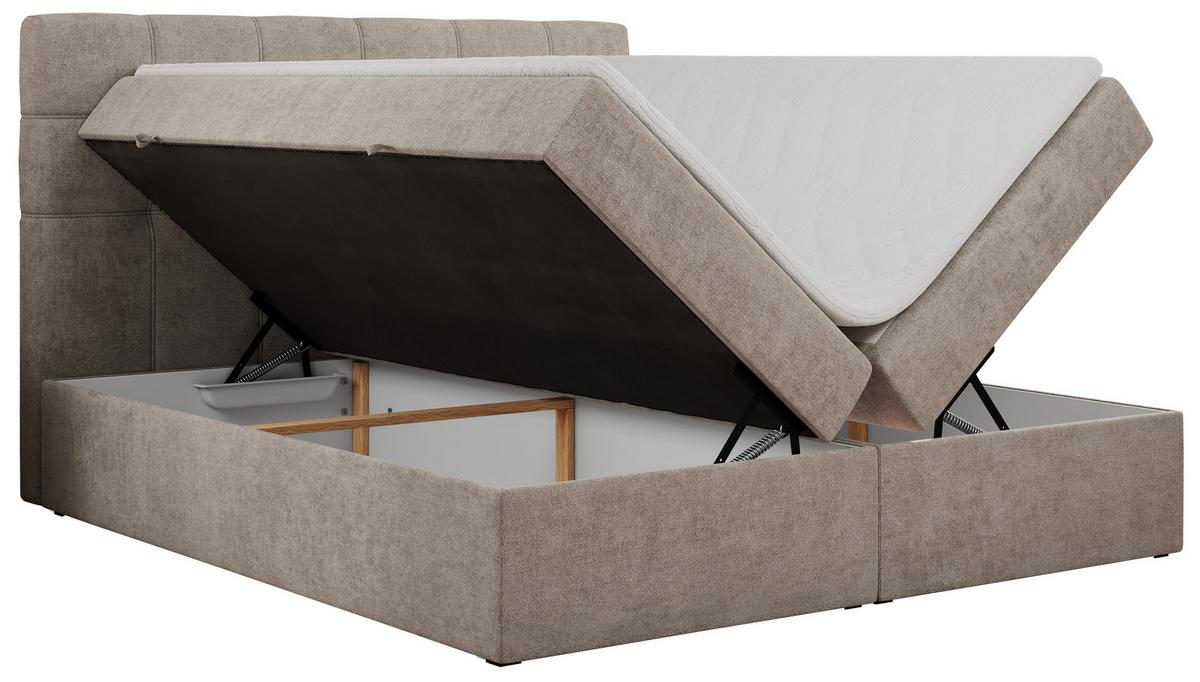 BOXBETT ERNI 160/200 - Beige Strukture - H3 - Beige, Holz/Textil (160/200cm) - MKS