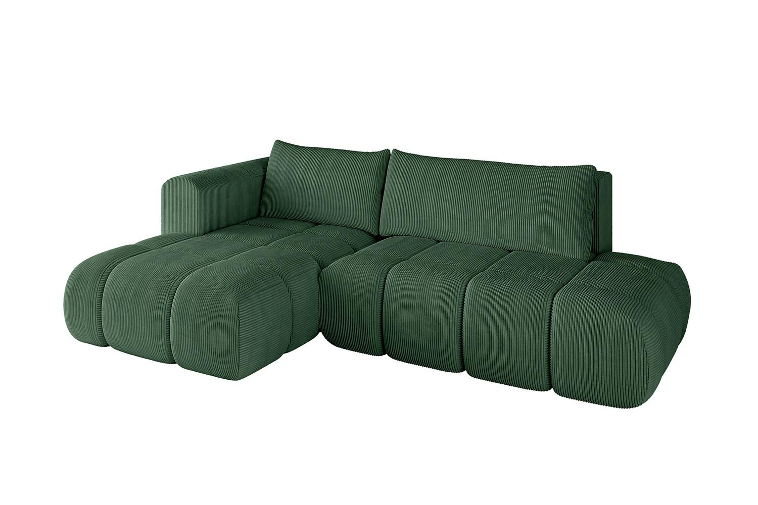 ECKSOFA Ottomane Links CLOUD-L 280x185x90 Grün Cord - Grün, Holzwerkstoff/Kunststoff (180/289cm) - ALTDECOR