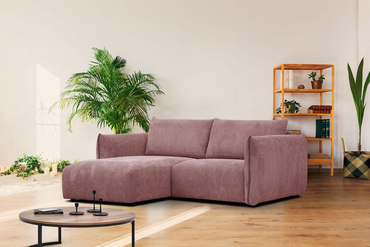 ECKSOFA TAUER 3-Sitzer, altrosa - Altrosa/Schwarz, Holzwerkstoff/Kunststoff (173/206cm) - Wozimo