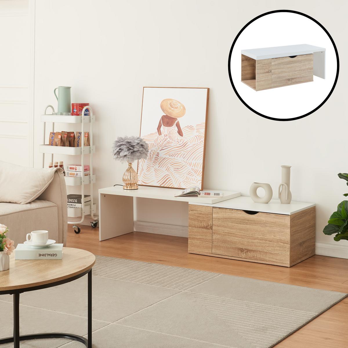 BEISTELLTISCH Österåker - Braun/Weiß, Holzwerkstoff (47.5/100/40cm) - [en.casa]