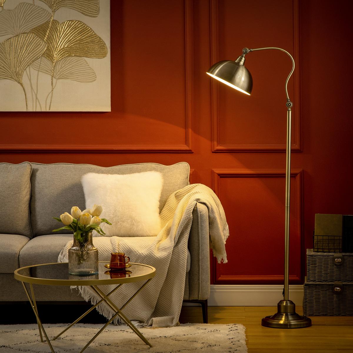 STEHLAMPE mit E27 Fassung, Schlafzimmer - Bronzefarben, Metall (42/25.5/152cm) - HOMCOM