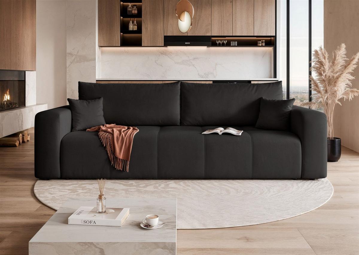SCHLAFSOFA Leros - Schwarz, Holzwerkstoff/Textil (244/79/93cm) - Fun Möbel