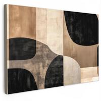 LEINWANDBILD Abstrakt - Flugzeuge - Schwarz - Rund Groß 140x90 cm - Beige, Textil (140/90cm) - MuchoWow