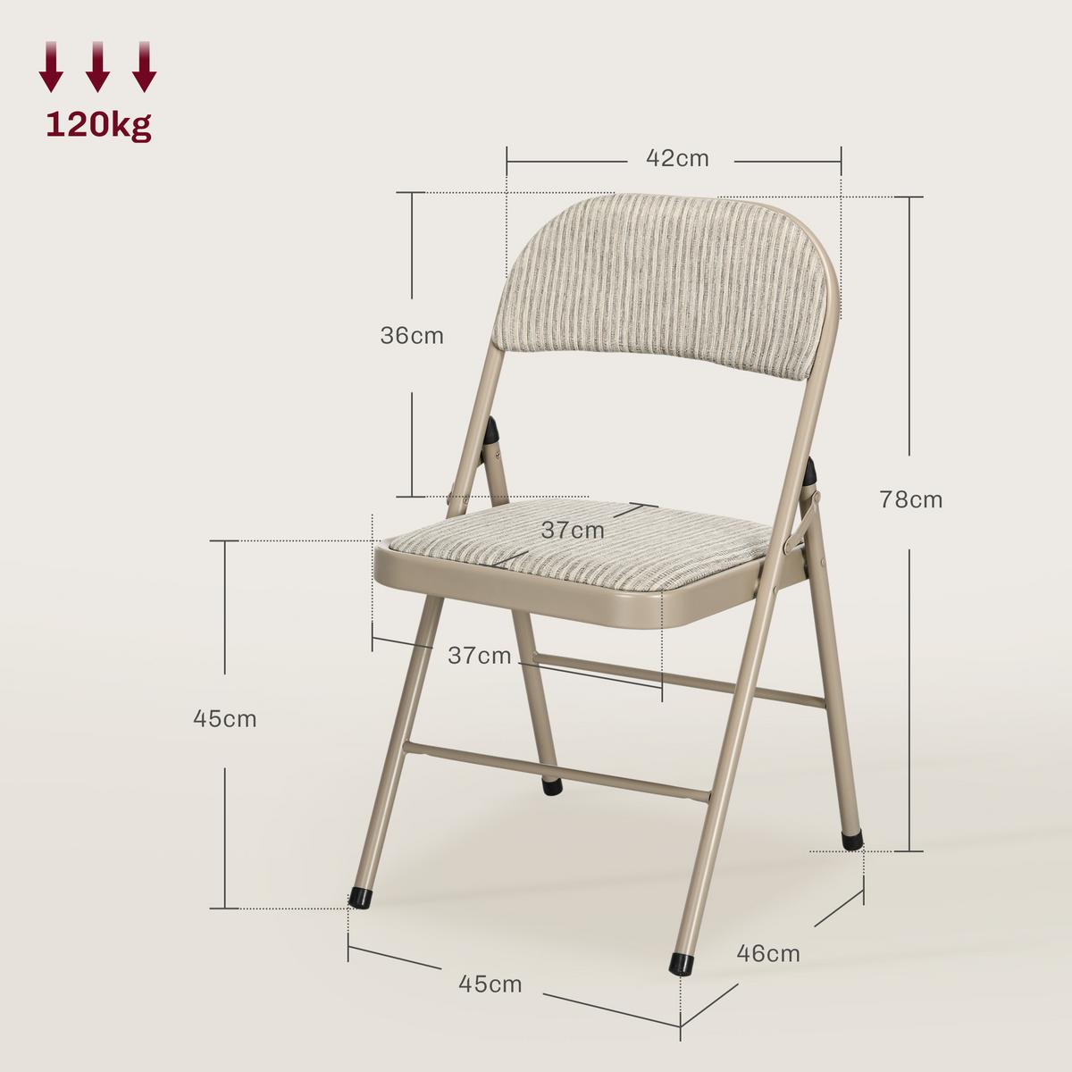 KLAPPSTUHL 4er Set Polyester Stahl Beige - Beige, Textil/Metall (46/78/45cm) - HOMCOM