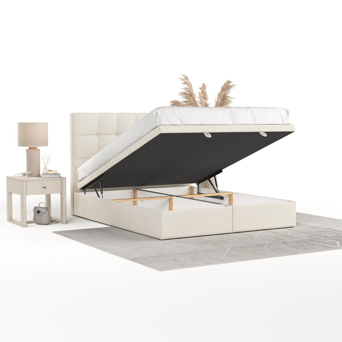 POLSTERBETT Guam mit Stauraum 140/200 cm Hellbeige im Alta Stoff - Sandfarben/Schwarz, Holz/Holzwerkstoff (140/200cm) - AltaBeds