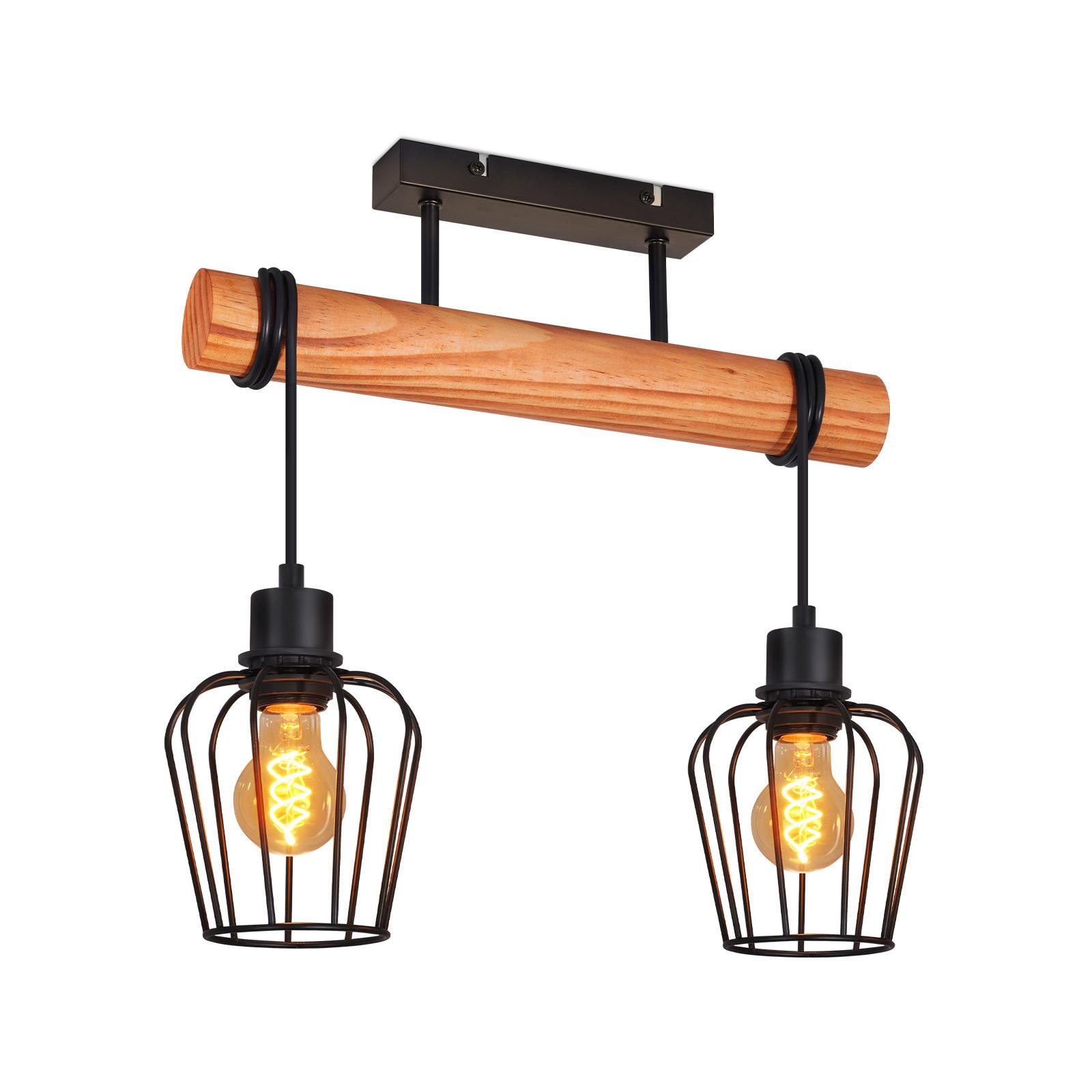 DECKENLEUCHTE Alaric 38/13/48 cm - Schwarz, Holz/Metall (38/13/48cm) - ZMH