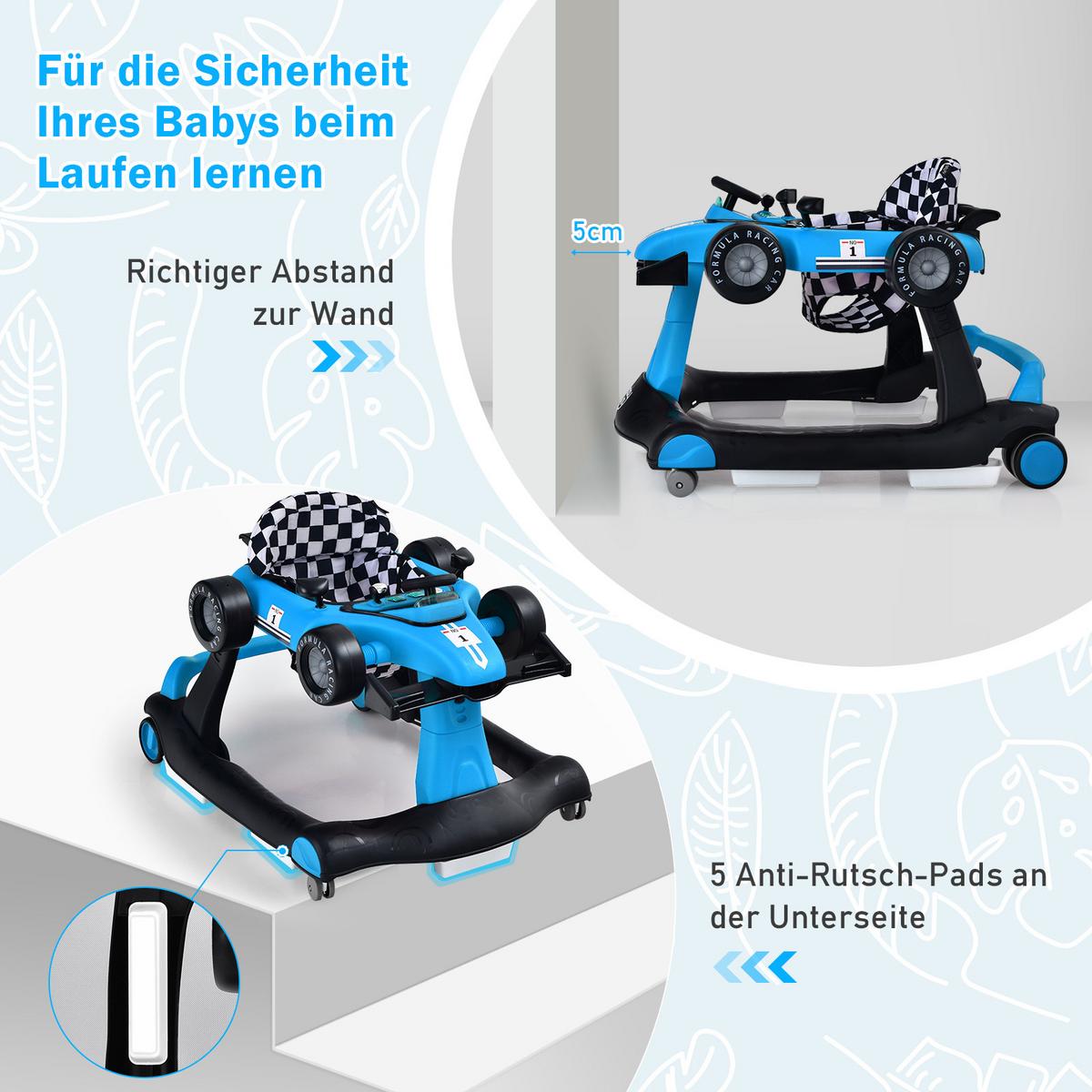 LAUFLERNWAGEN Klappbar Blau - Blau, Kunststoff (76/56/64cm) - COSTWAY