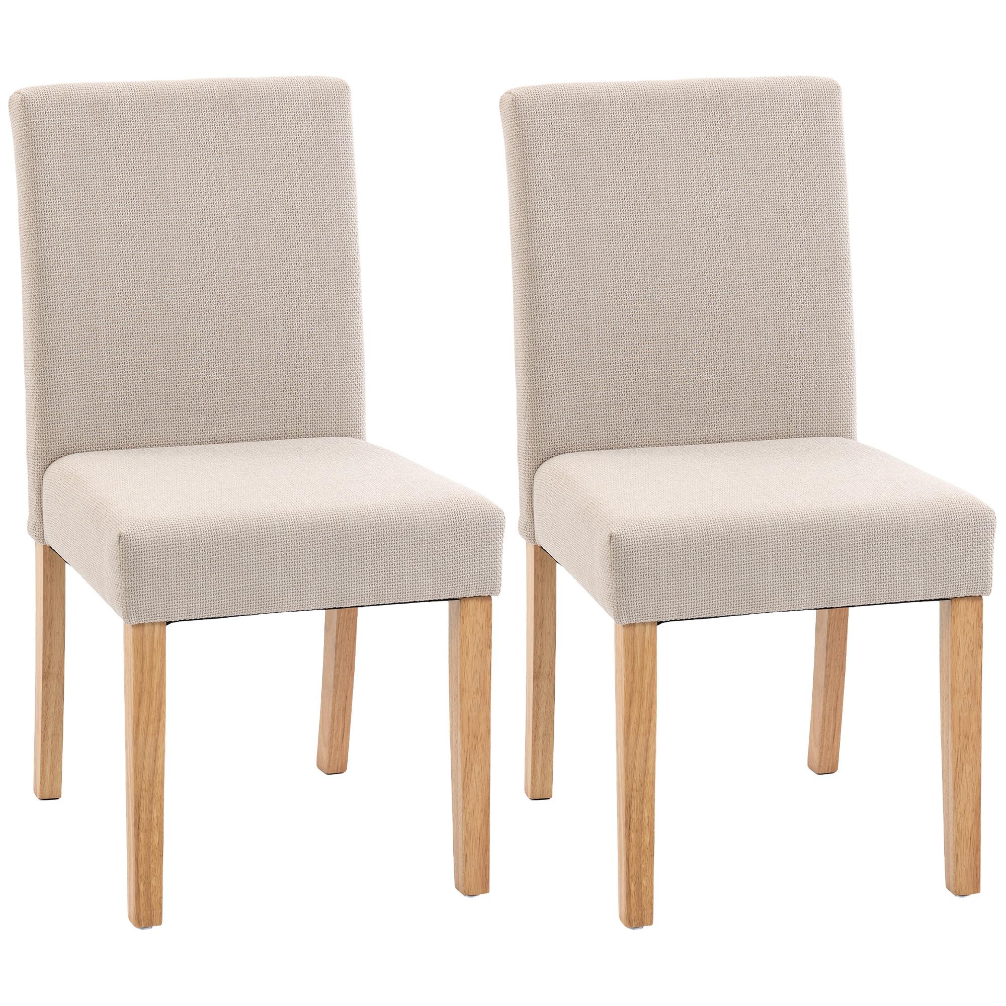 ESSZIMMERSTUHL 2er Set Polyester Gummibaumholz Beige - Beige/Creme, Holz/Textil (46/88/56cm) - HOMCOM