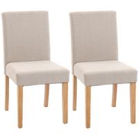 ESSZIMMERSTUHL 2er Set Polyester Gummibaumholz Beige - Beige/Creme, Holz/Textil (46/88/56cm) - HOMCOM