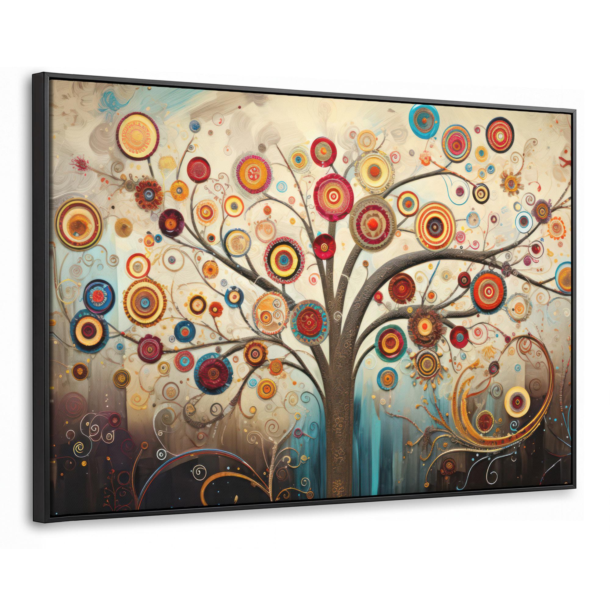 LEINWAND Bilder mit Rahmen - Baum - Baum des Lebens - Farbe - 150x100 - Braun, Textil (150/100cm) - MuchoWow