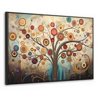 LEINWAND Bilder mit Rahmen - Baum - Baum des Lebens - Farbe - 140x90 - Braun, Textil (140/90cm) - MuchoWow
