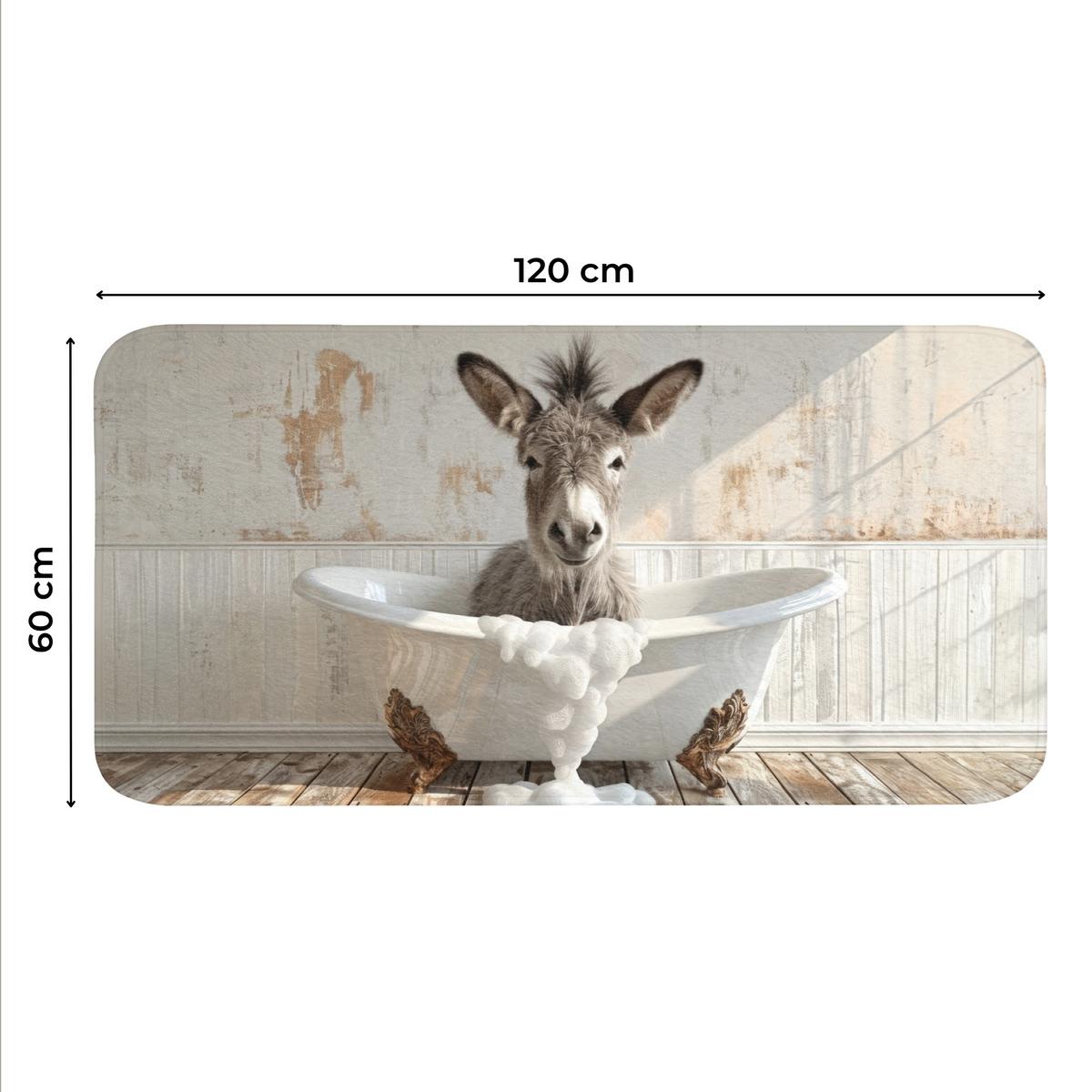 WC-VORLEGER Esel - Tiere - Badewanne - Schaumstoff WC Teppich 120x60 cm - Creme, Textil (120/1cm) - OnlyWow