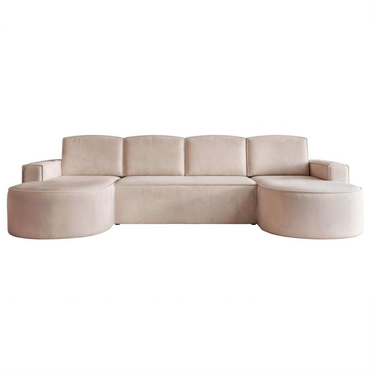 WOHNLANDSCHAFT U-Form mit Schlaffunktion, Beige - Beige, Textil (316/88/157cm) - Idohome