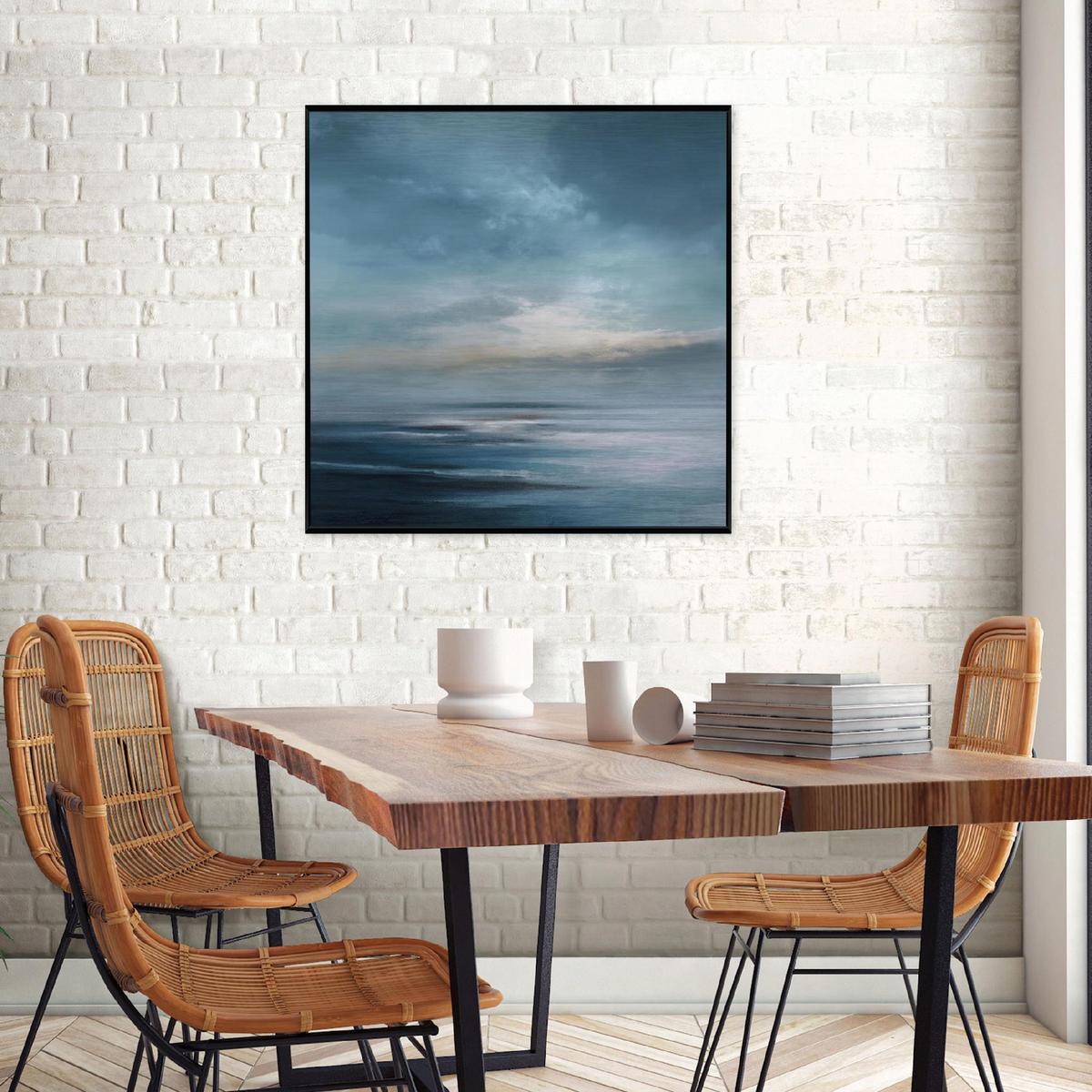 BILDER mit Rahmen Meer Abstraktion Blau 50x50 cm - Multicolor, Metall (50/50cm) - Wallarena