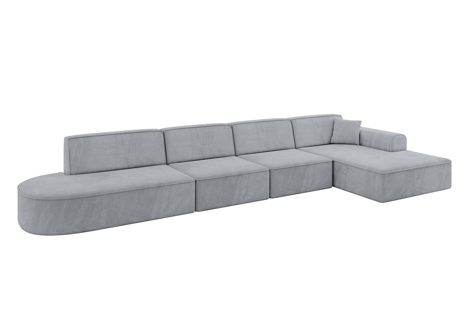 ECKSOFA Ottomane Rechts IREA-L3-v3 - 412x165x77 cm Grau - Titanfarben, Holzwerkstoff/Textil (412/165cm) - ALTDECOR
