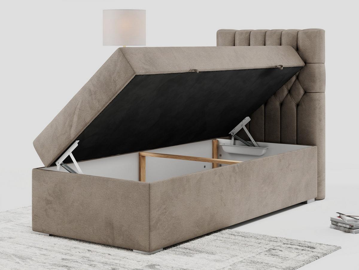 BOXBETT PERA 90/200 Braun Velvet - H4 - Rechts Seite - Braun, Holz/Textil (90/200cm) - MKS