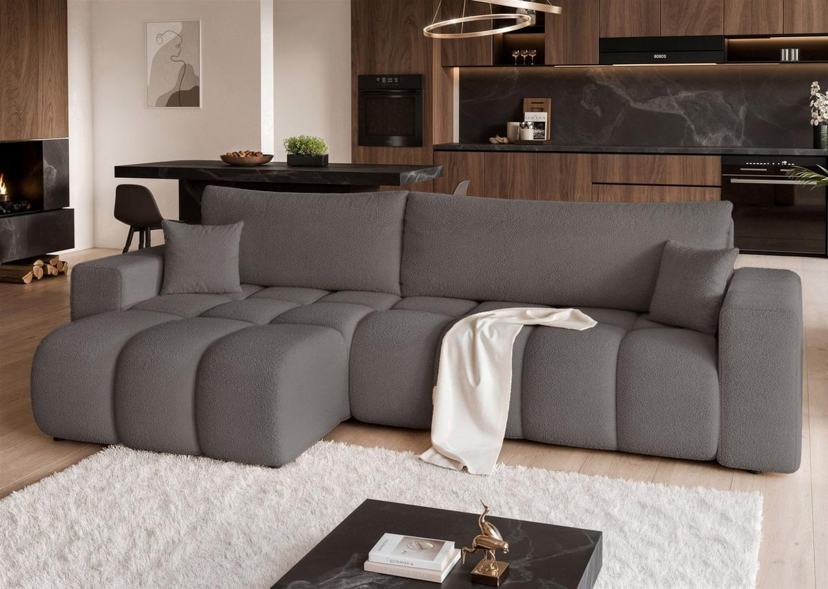 ECKSOFA Anabel Max Mit Schlaffunktion - Dunkelgrau, Holzwerkstoff/Textil (278/145cm) - Fun Möbel