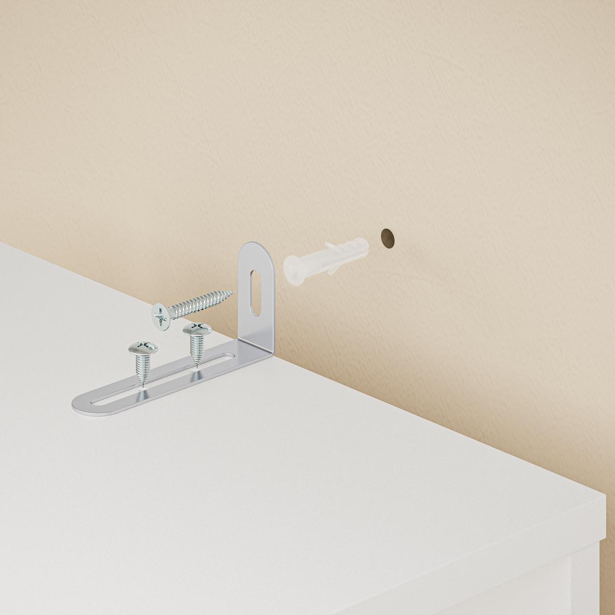 ECKSCHRANK mit Schubladen und Ordnerhalter STR15-W - Ahornfarben/Weiß, Holzwerkstoff/Fell (50/170/28cm) - SoBuy