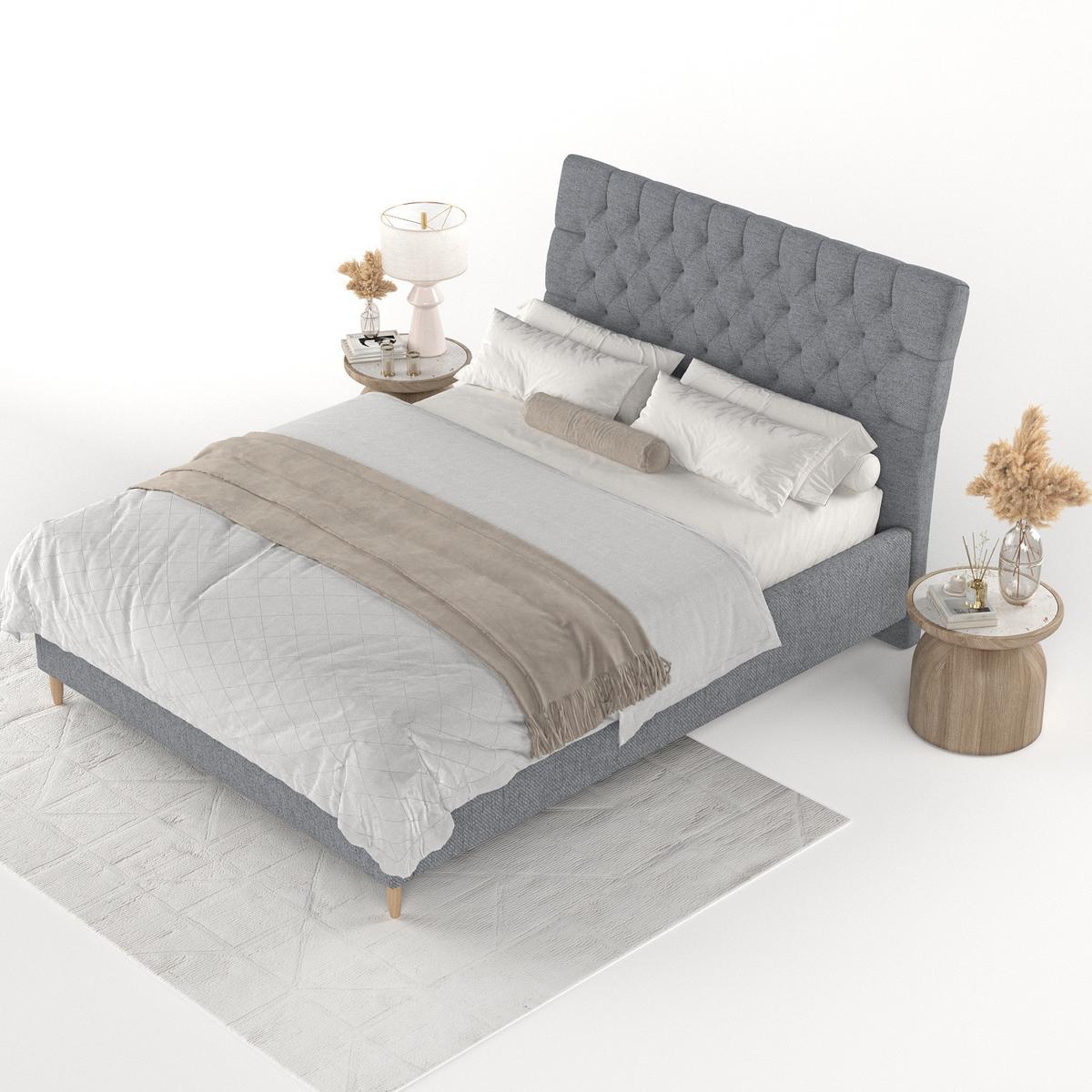 POLSTERBETT Lira 120/200 cm Grau im Neve Stoff - Naturfarben/Grau, Holz/Holzwerkstoff (120/200cm) - AltaBeds