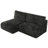 ECKSCHLAFSOFA VIVO L Dunkelgrau Plüsch - links - Dunkelgrau/Schwarz, Kunststoff/Textil (223/150cm) - MKS