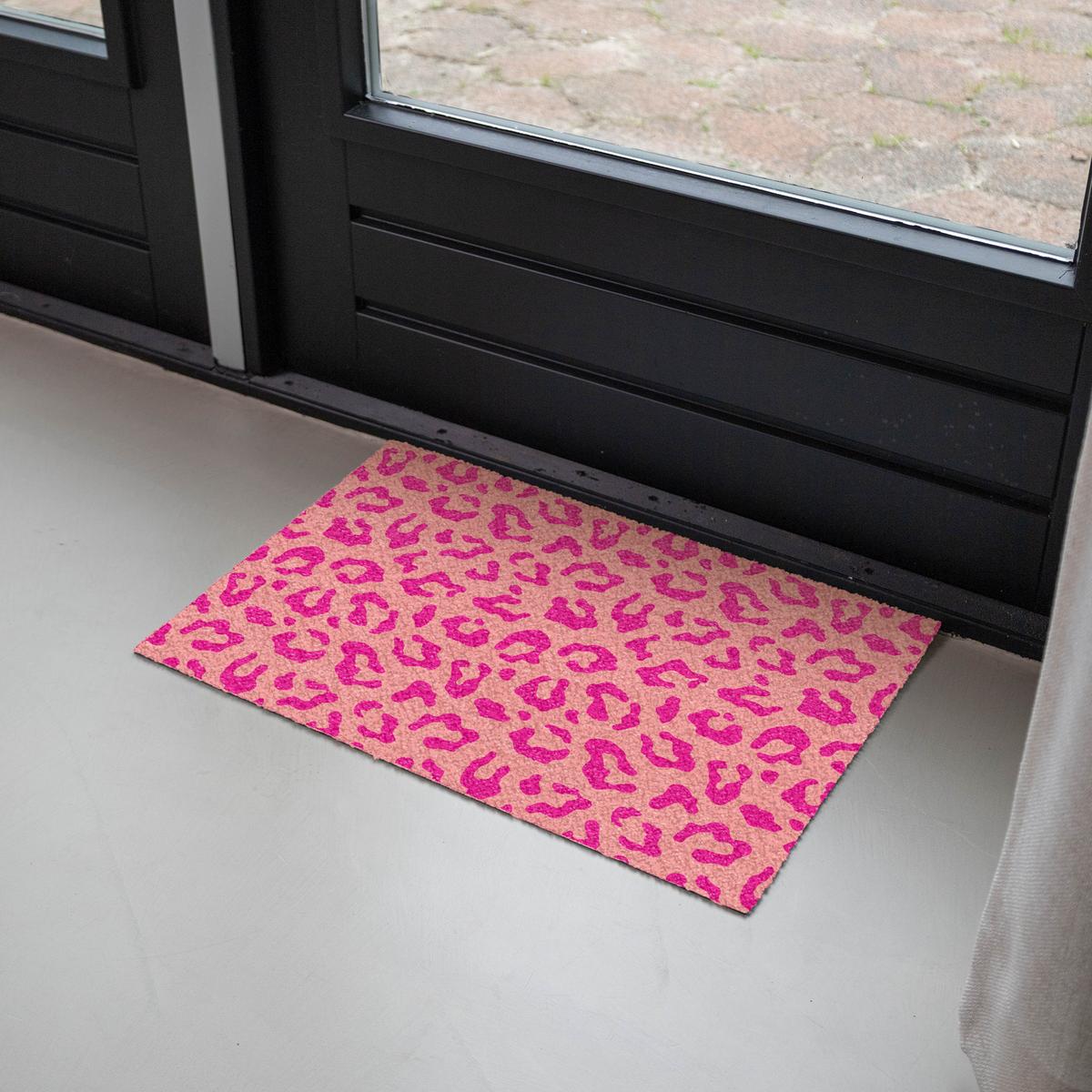 FUSSMATTE Pantherdruck - Rosa - Tierdruck - Minimalistisch Sauberlaufmatte 60x40 cm - Pink, Kunststoff (60/0.4cm) - MuchoWow