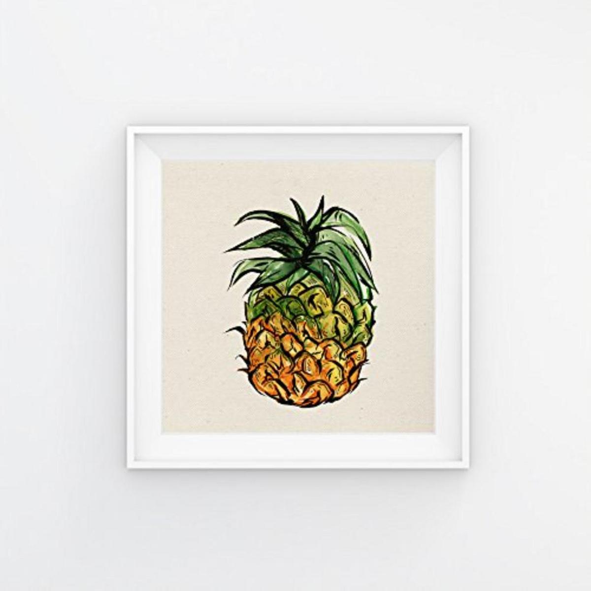 POSTER Set mit 4 Bunte tropische Früchte 20x20cm Schwarzer Rahmen - Schwarz, Papier (20/3cm) - Nacnic