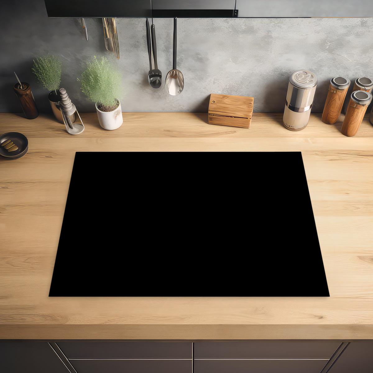 HERDABDECKPLATTE Schwarz - Einfarbig Induktionsmatte 71x52 cm - Schwarz, Kunststoff (71/52/0.2cm) - MuchoWow