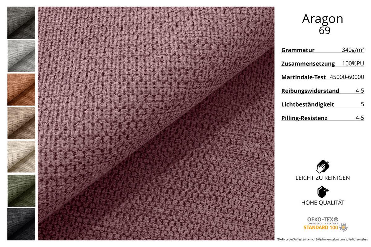 WOHNLANDSCHAFT mit Schlaffunktion ESKAR-U2-464x176x72cm Altrosa - Altrosa, Holzwerkstoff/Kunststoff (176/72/464cm) - ALTDECOR