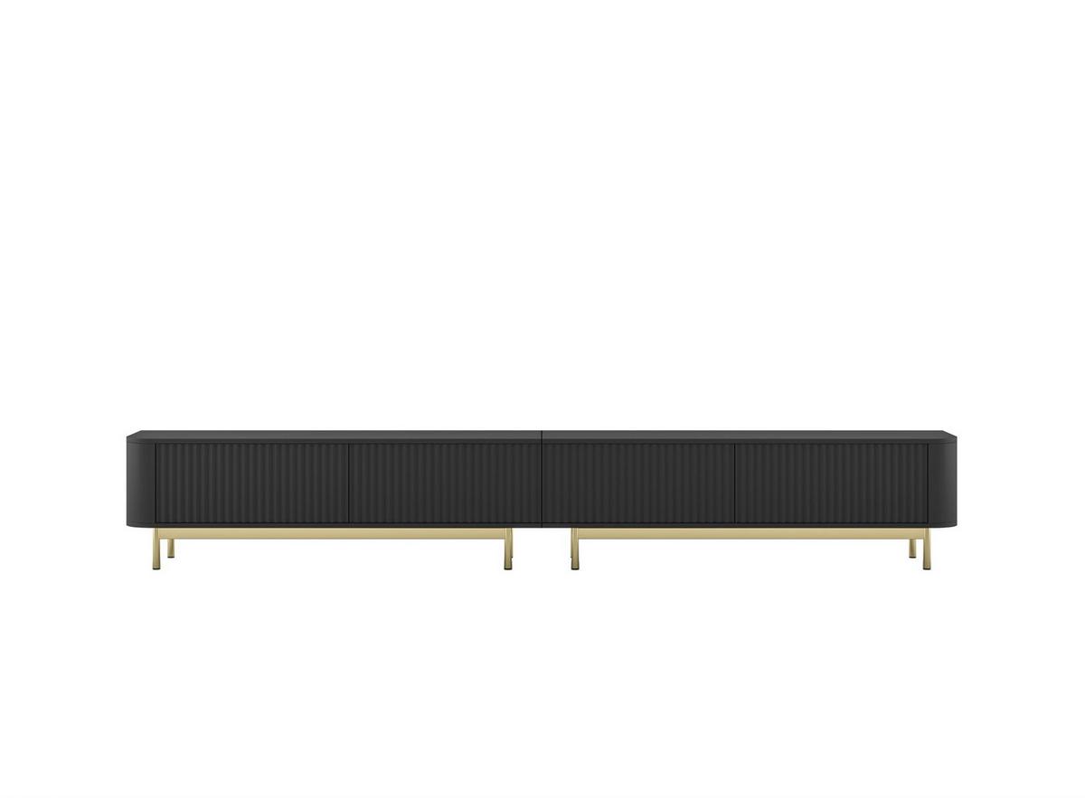 TV-LOWBOARD 2er-Set Aurora Schwarz matt 280 cm mit Metallrahmen - Goldfarben/Schwarz, Holzwerkstoff/Metall (280/44/35cm) - Meble Lindner