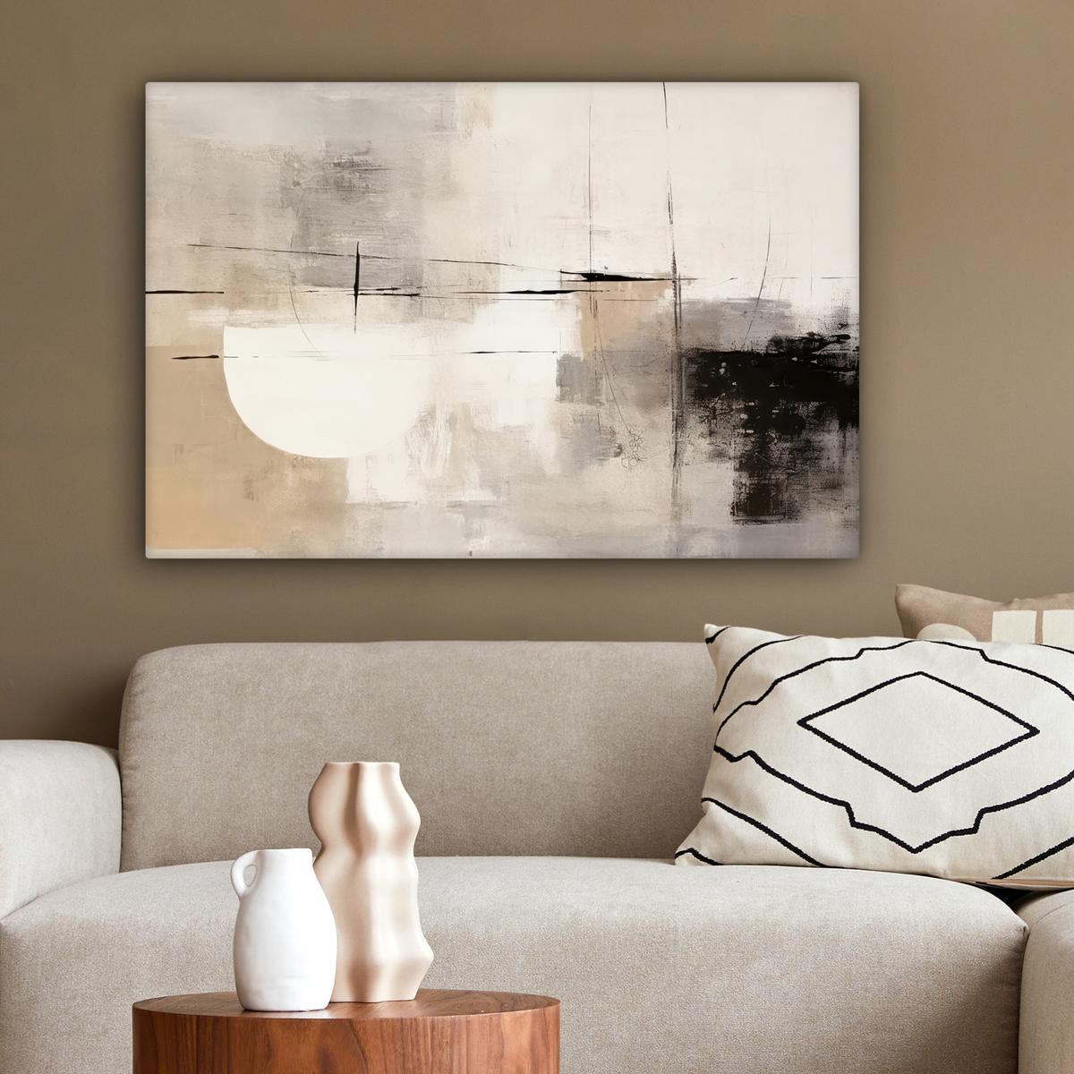 LEINWANDBILD Abstrakt - Kunst - Grau Gemälde 60x40 cm - Hellgrau, Textil (60/40cm) - MuchoWow
