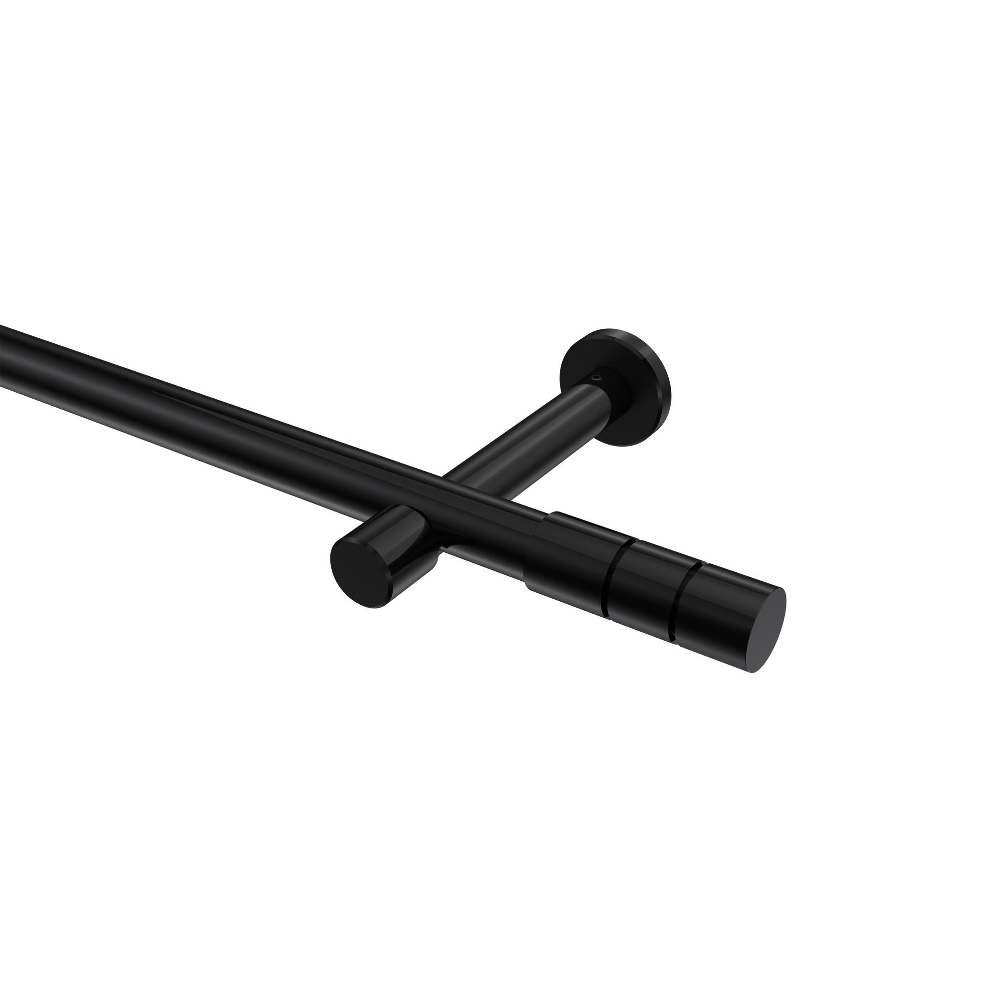 GARDINENSTANGE Prestige Elanto 240 cm (geteilt in 2 x 120 cm), 1-läufig (ohne Ringe), 20 mm Ø Schwarz - Schwarz, Metall (240cm) - INTERDECO