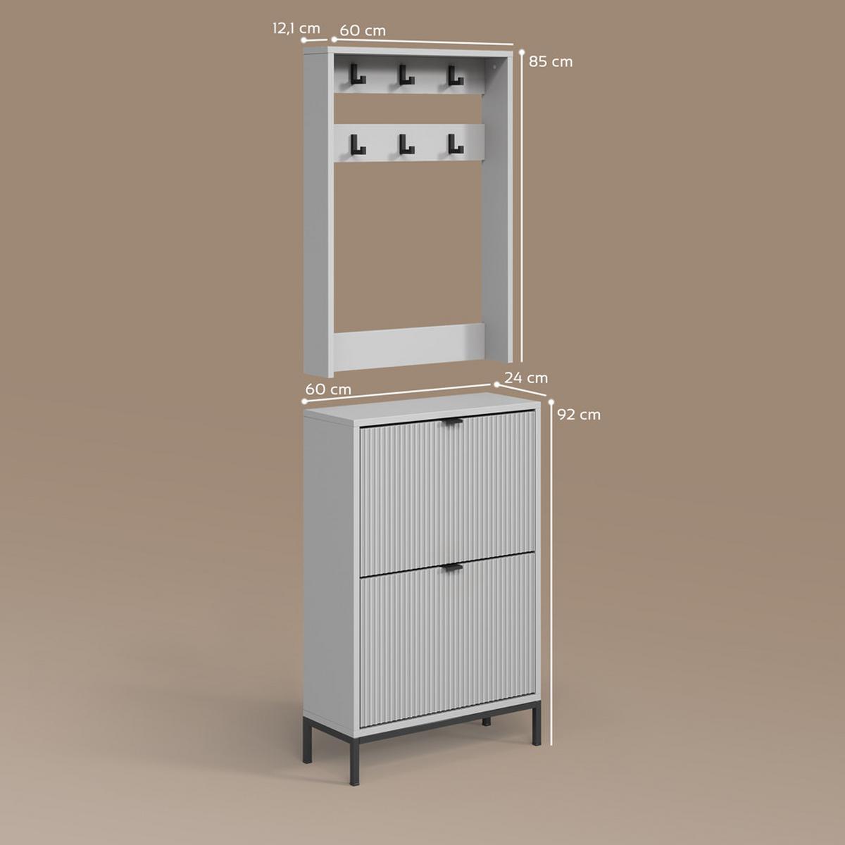 GARDEROBE Aterno Grau Set, 2 Teile - Grau, Holzwerkstoff (60/92/24cm) - Livinity®