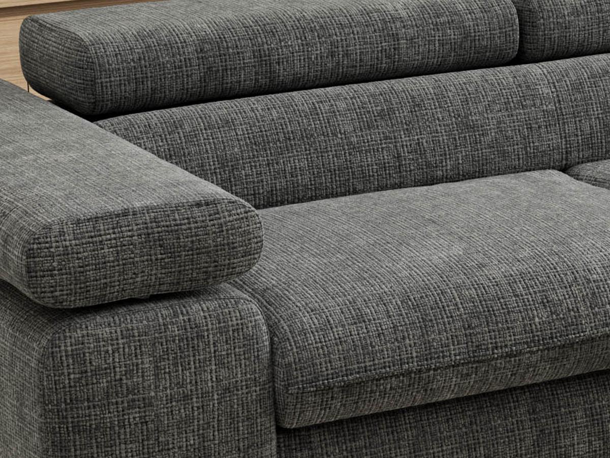 ECKSOFA PABLO L Grau Schenille grob gewebt - Rechts Seite - Schwarz/Grau, Textil/Metall (273/208cm) - MKS